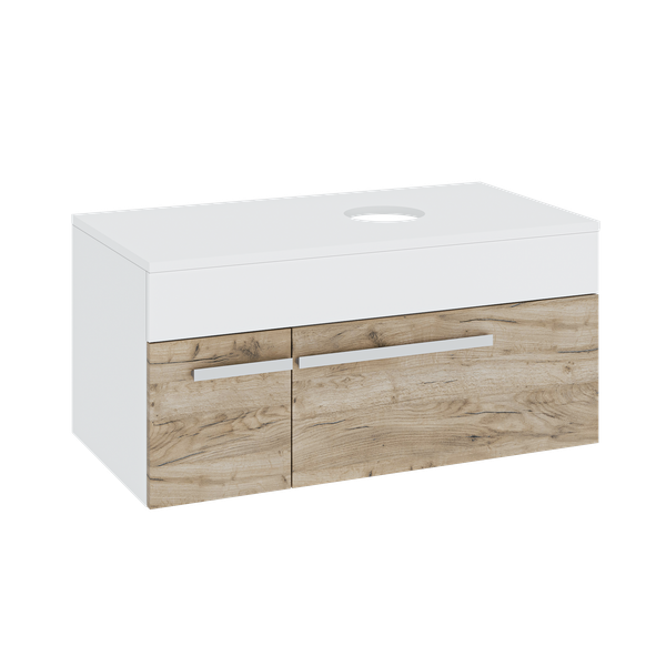 Тумба под умывальник Runo Вудлайн 85 (подвесная, крафтовый дуб)
