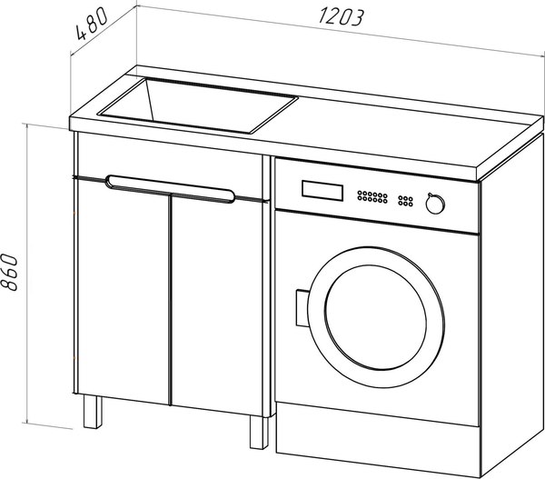Тумба под умывальник Runo Парма 60 Гамма 120 лайт (напольная)