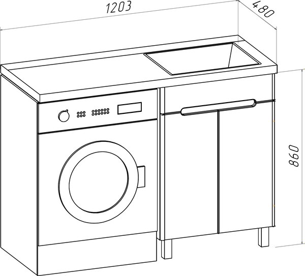 Тумба под умывальник Runo Парма 60 Гамма 120 лайт (напольная)