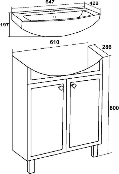Тумба под умывальник Runo Римини 65