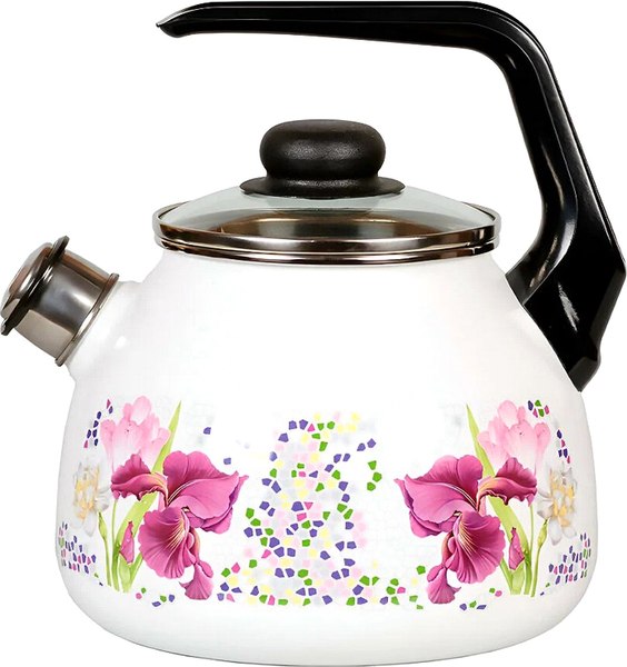 Чайник со свистком СтальЭмаль Мозайка белоснежная 4с209/я - фото