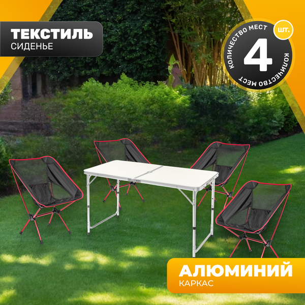 Комплект складной мебели Sundays ZC-CT003/ZC-CC012-1 (черный) - фото