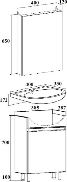 Тумба под умывальник Runo Лада 40