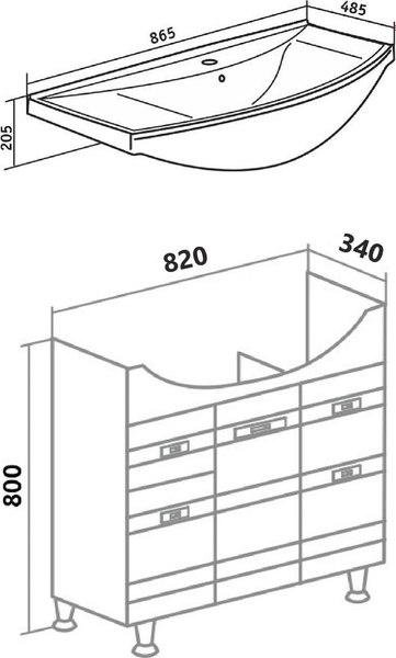 Тумба под умывальник Runo Турин 85