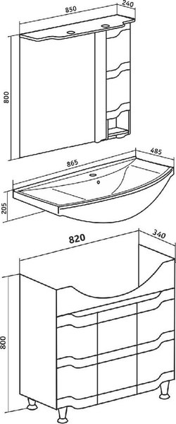 Тумба под умывальник Runo Стиль 85