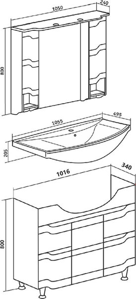 Тумба под умывальник Runo Стиль 105