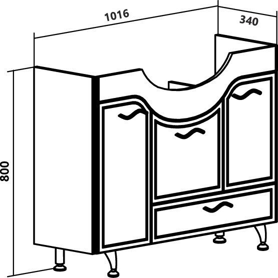 Тумба под умывальник Runo Севилья 105 с корзиной для белья