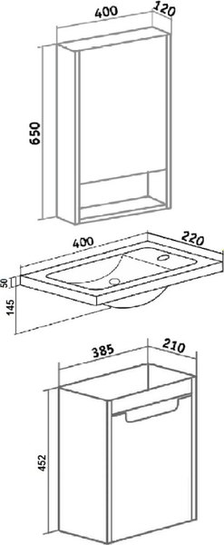 Тумба под умывальник Runo Микра 40 правая