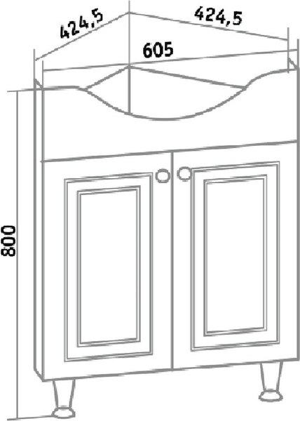 Тумба под умывальник Runo Классик 65 угловая