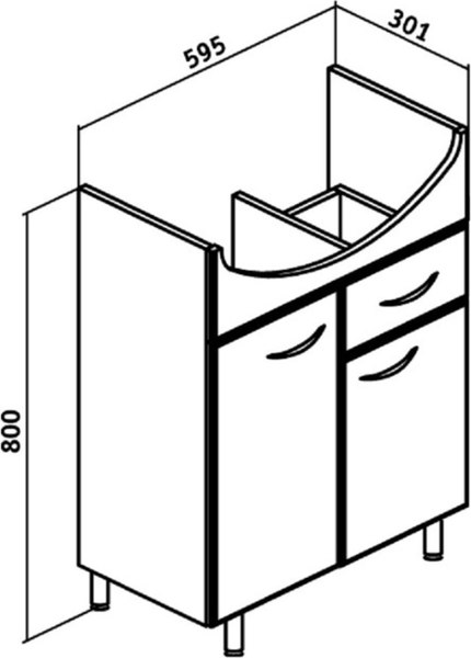 Тумба под умывальник Runo Уют 60 с ящиком