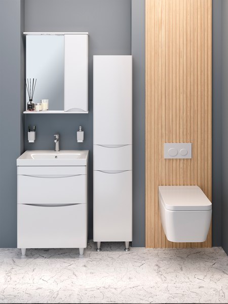 Шкаф-пенал для ванной Runo Афина 35 правый