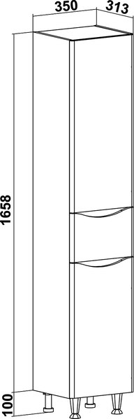 Шкаф-пенал для ванной Runo Афина 35 правый