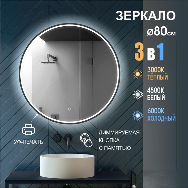 Зеркало Алмаз-Люкс Sydney Blaсk 80s-1