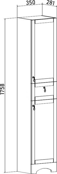 Шкаф-пенал для ванной Runo Мерида 35 правый