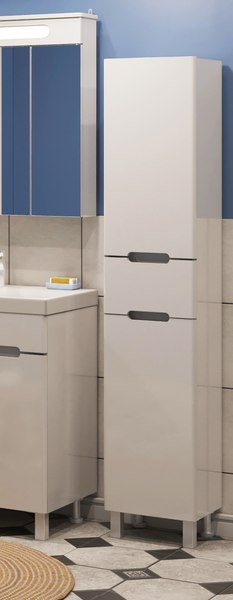 Шкаф-пенал для ванной Runo Парма 35 правый с корзиной - фото