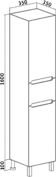Шкаф-пенал для ванной Runo Парма 35 правый с корзиной