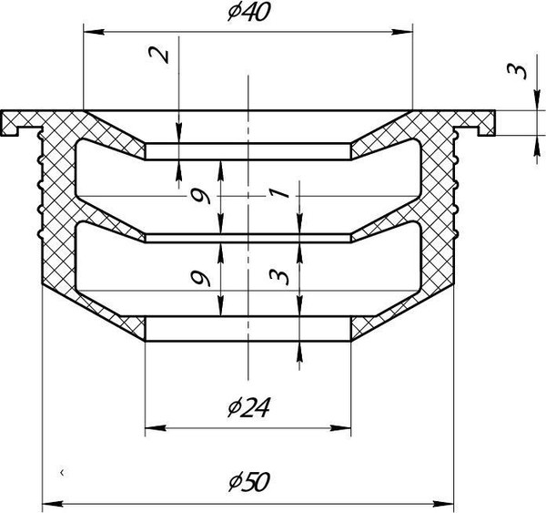 Манжета переходная для внутренней канализации Aquant D25х50 / M2550-145-MR