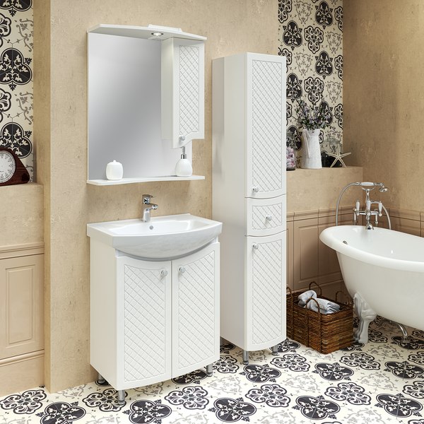 Шкаф-пенал для ванной Runo Милано 30 правый