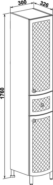 Шкаф-пенал для ванной Runo Милано 30 правый