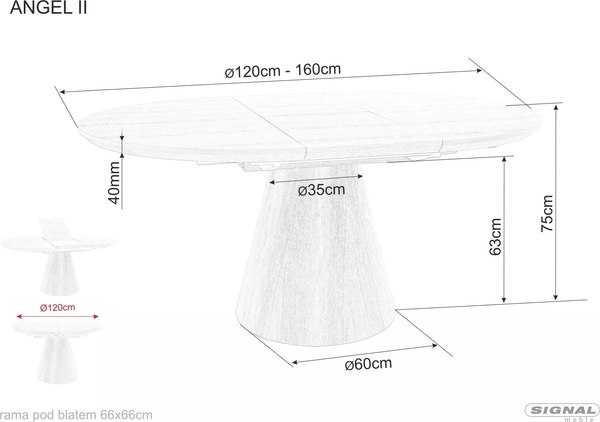 Обеденный стол Signal Angel II 120-160x120