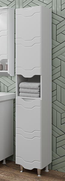 Шкаф-пенал для ванной Runo Стиль 30 правый с корзиной для белья - фото