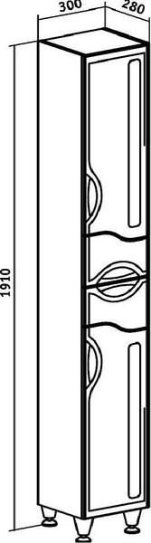 Шкаф-пенал для ванной Runo Толедо 30 правый