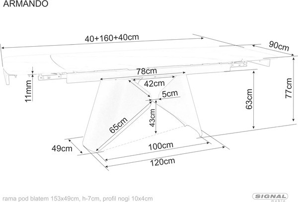 Обеденный стол Signal Armando 160-240x90