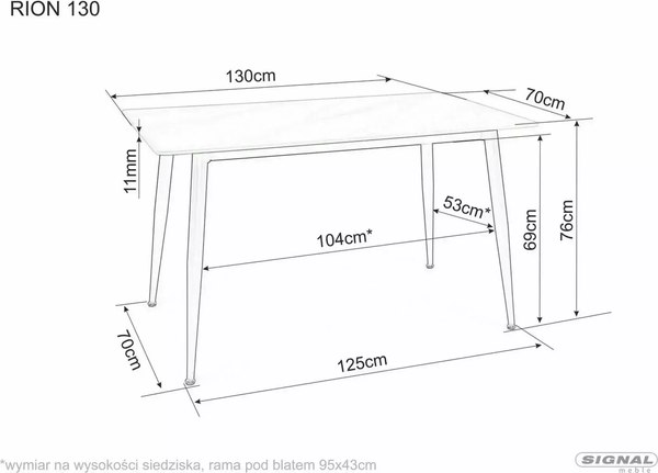 Обеденный стол Signal Rion 130x70x76
