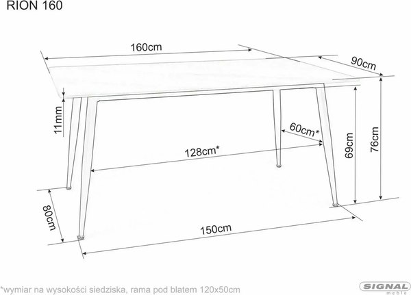 Обеденный стол Signal Rion 160x90x76