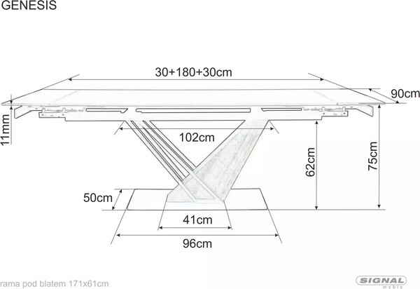 Обеденный стол Signal Genesis Legno 180-240x90x75