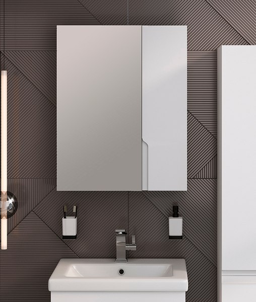 Шкаф с зеркалом для ванной Runo Стокгольм 60 правый - фото