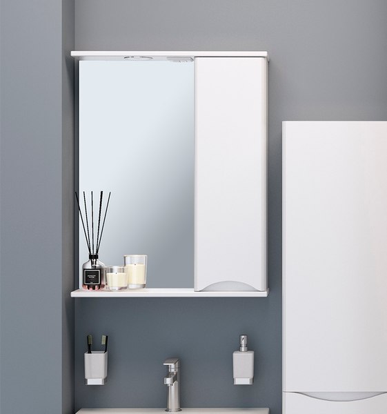Шкаф с зеркалом для ванной Runo Афина 60 - фото