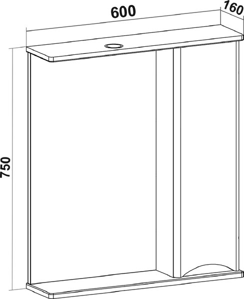 Шкаф с зеркалом для ванной Runo Афина 60