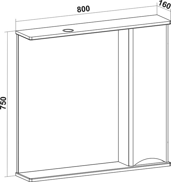 Шкаф с зеркалом для ванной Runo Афина 80