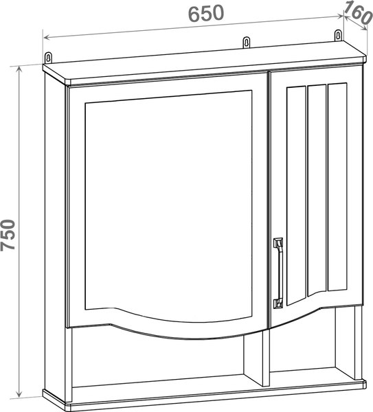 Шкаф с зеркалом для ванной Runo Марсель 65 правый