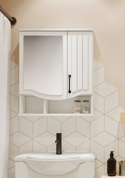 Шкаф с зеркалом для ванной Runo Марсель 65 правый - фото