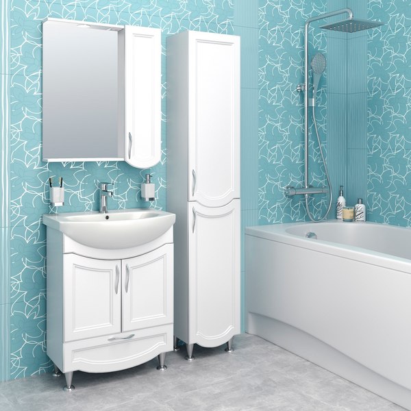 Шкаф с зеркалом для ванной Runo Неаполь 65 правый