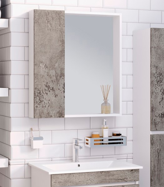 Шкаф с зеркалом для ванной Runo Манхэттен 65 - фото