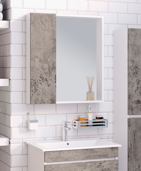 Шкаф с зеркалом для ванной Runo Манхэттен 75 - фото