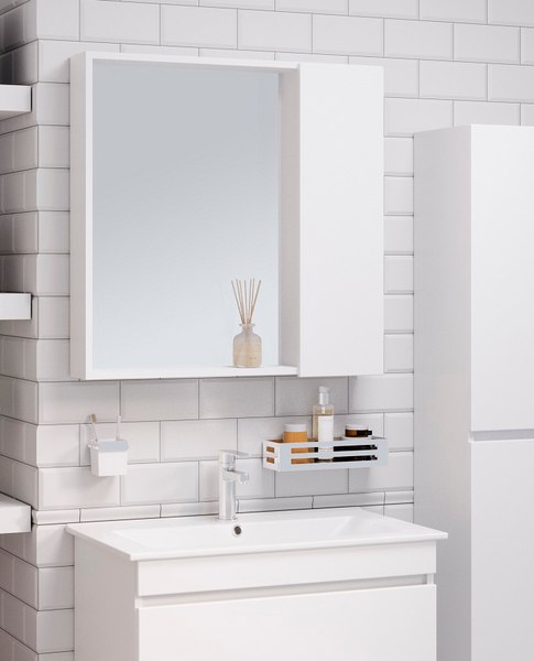 Шкаф с зеркалом для ванной Runo Манхэттен 75 - фото