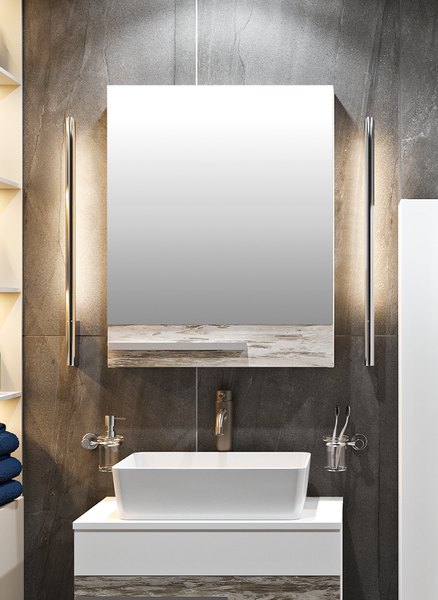 Шкаф с зеркалом для ванной Runo Вудлайн 60 правый - фото