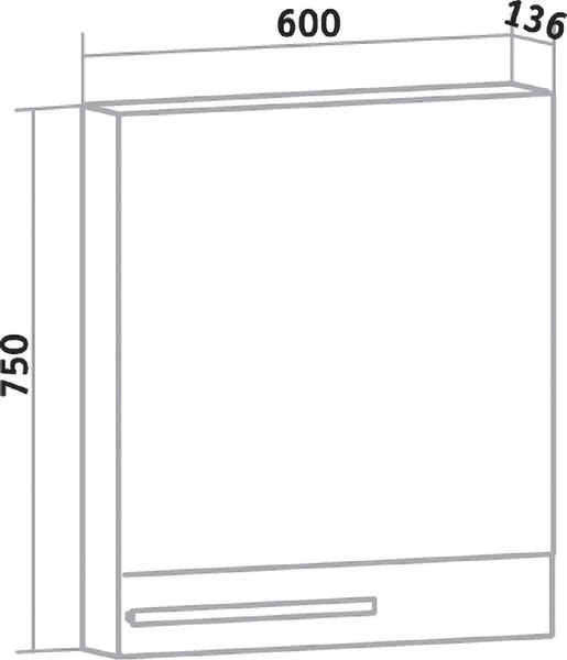 Шкаф с зеркалом для ванной Runo Вудлайн 60 правый