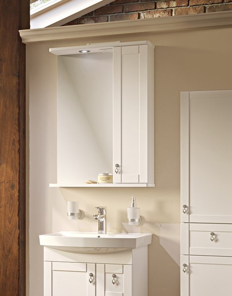 Шкаф с зеркалом для ванной Runo Мерида 58 правый - фото