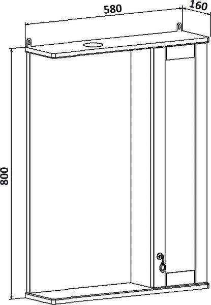 Шкаф с зеркалом для ванной Runo Мерида 58 правый