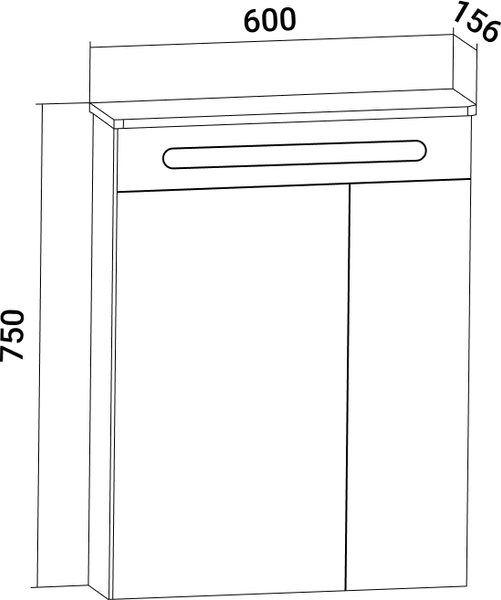 Шкаф с зеркалом для ванной Runo Парма 60