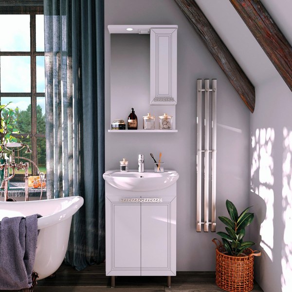 Шкаф с зеркалом для ванной Runo Монро 53 правый