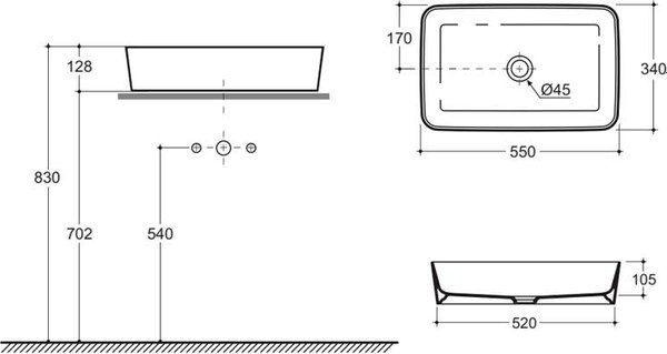 Умывальник Керамин Плаза 55 ФС