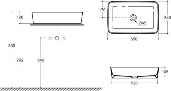 Умывальник Керамин Плаза 55 ФС