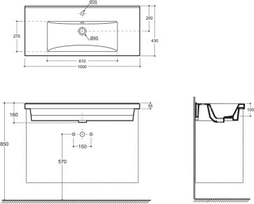 Умывальник Керамин Тобаго 100 ФС