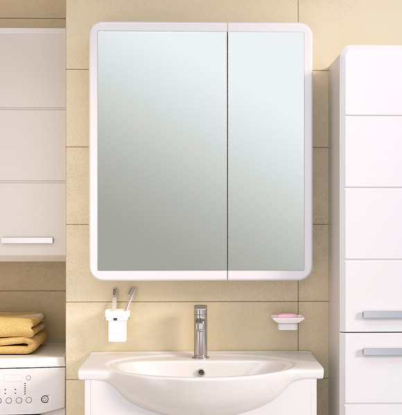 Шкаф с зеркалом для ванной Runo Эрика 70 - фото